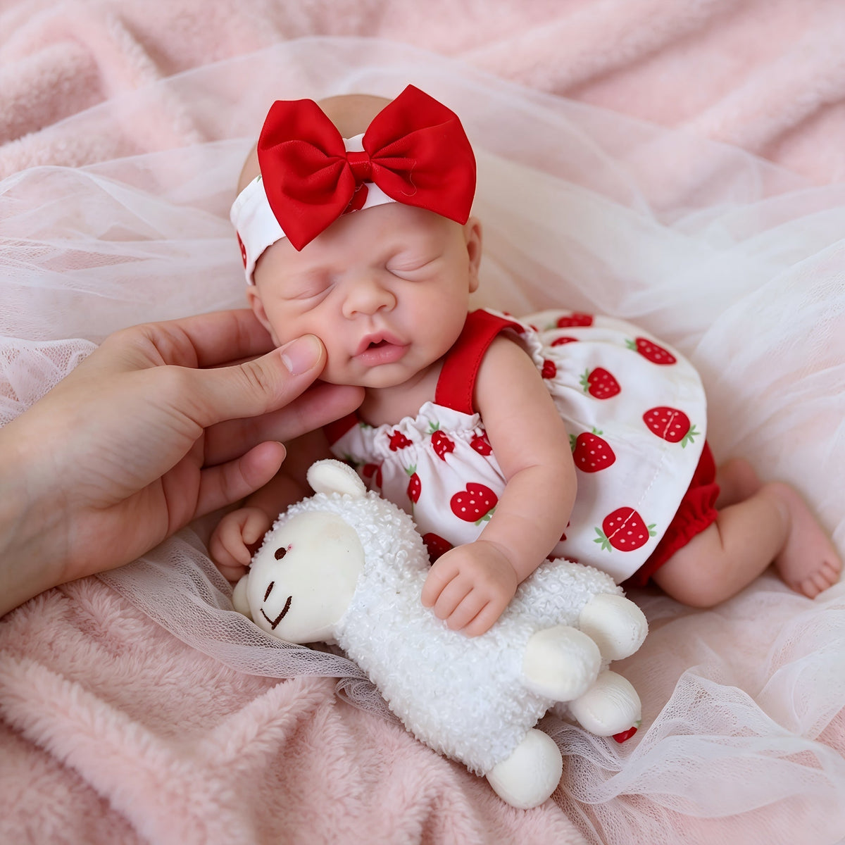 Full Body Solid Silicone Baby Doll 12 Inch, Realistic Lifelike Newborn Girl Doll with Soft Real Touch Skin, Closed Eyes - Includes Clothes, Bottle, Pacifier & Birth Card, Holiday Christmas Birthday Gift