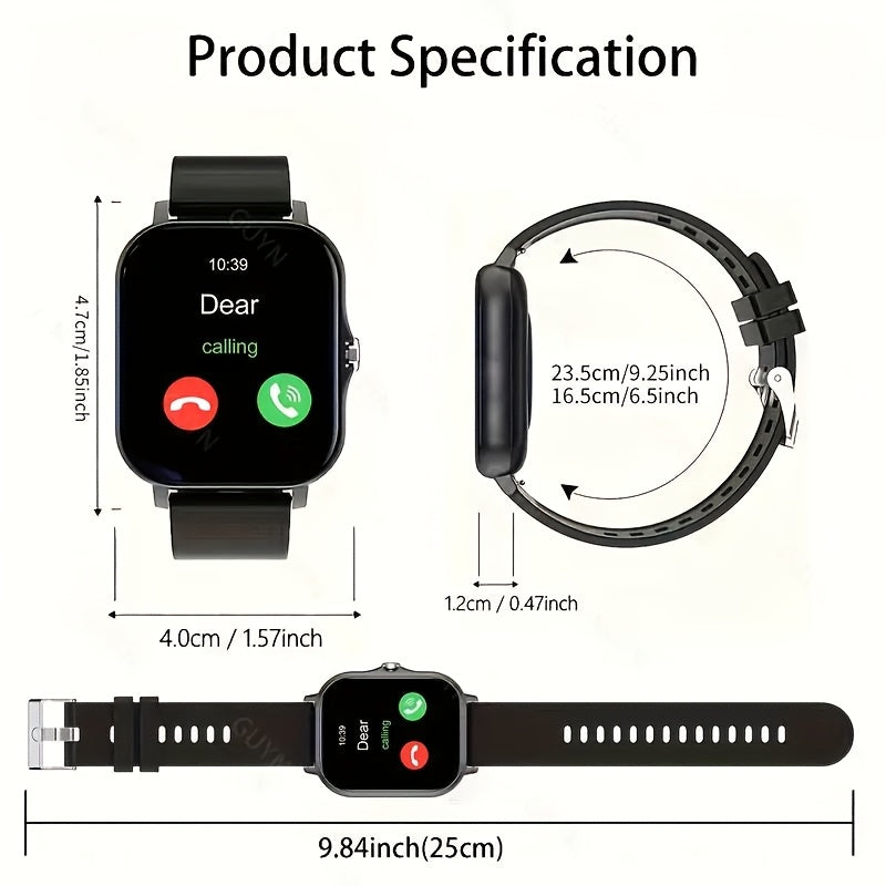 Smartwatch 1.83 Inch Full Touch Screen Wireless Calling Heart Rate Sleep Monitor Pedometer Multi-Sport Fitness Watch for Men Women – USB Rechargeable Pink Silver Black Gold