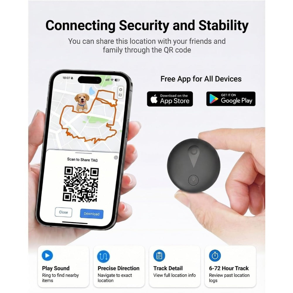 GPS Tracker for Dogs & Cats – No Monthly Fee, No SIM Card, Real-Time Location via iOS Find My App, Ultra-Slim Smart Pet Tracker with Collar Mount & Safe Zone Alerts