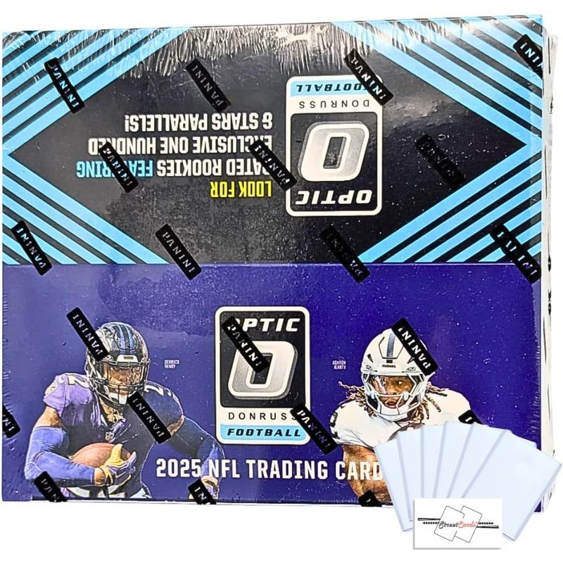 2025 Panini Donruss Optic Football NFL Retail Box – 80 Trading Cards, 20 Packs, 6 Toploaders & StreetCards Magnet – Chase Rated Rookies, Downtown, Autographs & Ultra-Rare Parallels
