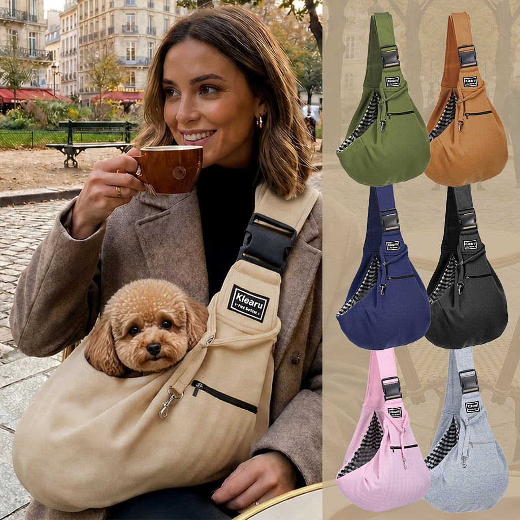 Pet Crossbody Shoulder Bag & Backpack for Small to Medium Dogs & Cats - Foldable Outdoor Travel Pet Carrier, Breathable Adjustable Strap, Up to 16lb/7.5kg, 12 Colors, Bonus Sticker Set Options