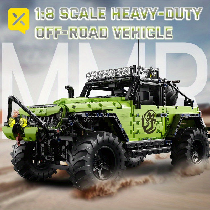 2372pcs 1:8 Scale Large Heavy Cross-Country Building Block Car with Domineering Large Tires – Detailed Off-Road Building Set Display Model Gift for Adults & Kids