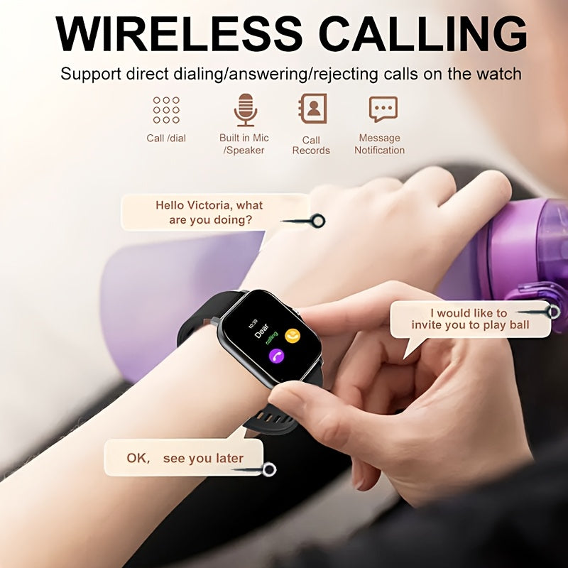 Smartwatch 1.83 Inch Full Touch Screen Wireless Calling Heart Rate Sleep Monitor Pedometer Multi-Sport Fitness Watch for Men Women – USB Rechargeable Pink Silver Black Gold