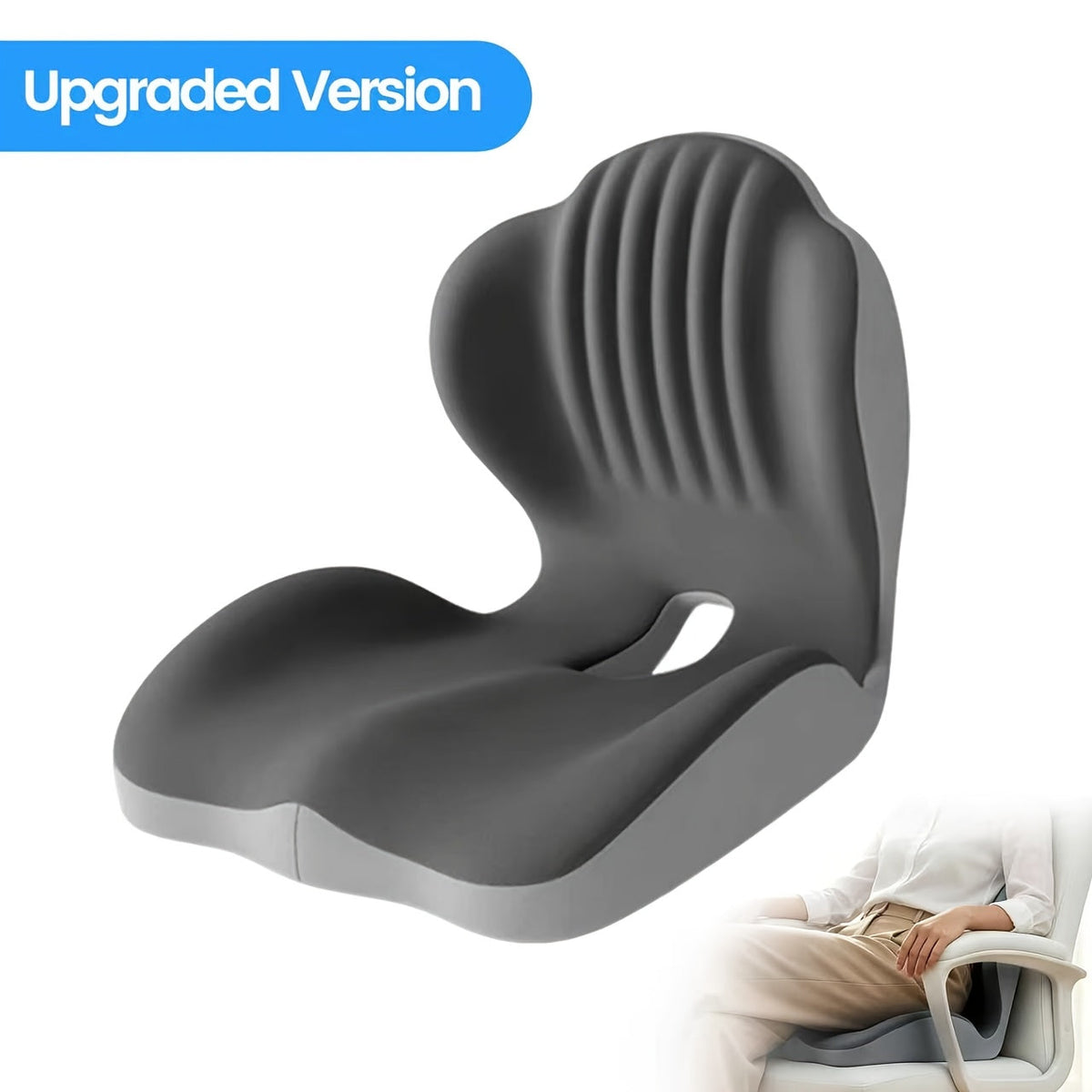 Ergonomic Memory Foam Seat Cushion with Back Support & Breathable Hollow Design – Comfortable Coccyx Cushion for Office Chair Car Seat Long Sitting Unisex