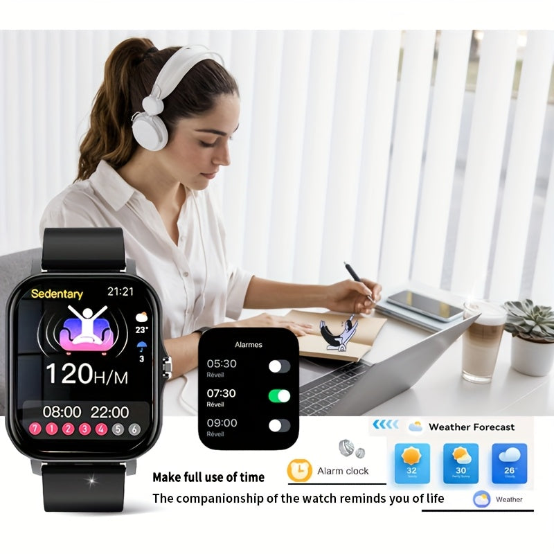 Smartwatch 1.83 Inch Full Touch Screen Wireless Calling Heart Rate Sleep Monitor Pedometer Multi-Sport Fitness Watch for Men Women – USB Rechargeable Pink Silver Black Gold