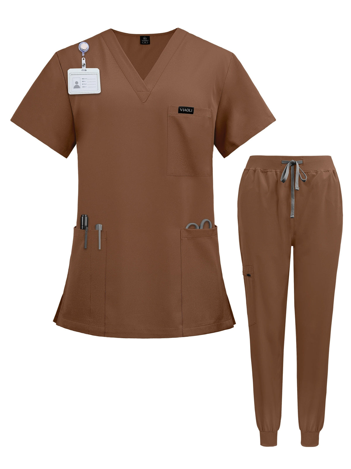Unisex Medical Scrub Uniform Set for Nurses Doctors Veterinary Dental Staff - Professional Hospital Surgical Work Clothing with Comfortable Stretch Fabric - Available S to XXL in 7 Colors