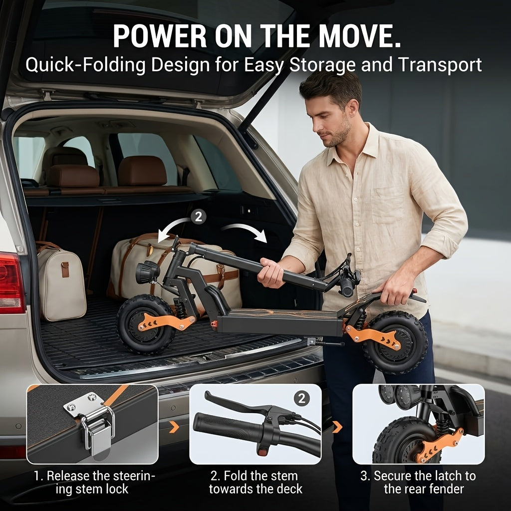 LOVEBike GT28 Dual Motor Foldable Electric Scooter for Adults – 54.6V 30Ah Battery, 55-Mile Range, Fat Tire Off-Road E-Scooter with Dual Headlights, 60 lbs