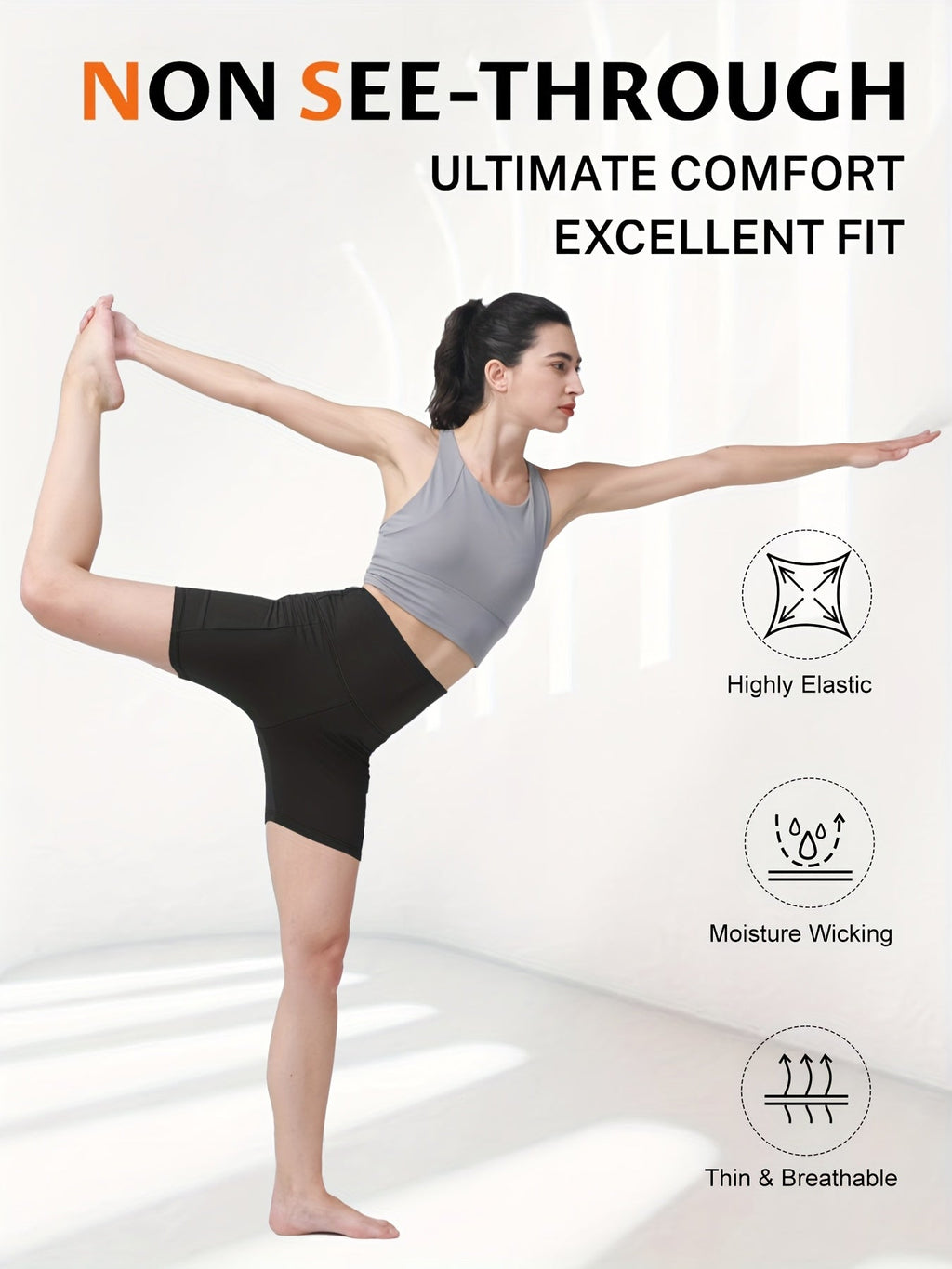 Women's Butt Lifting Yoga Shorts High Waist – Tummy Control Workout Shorts for Gym Fitness Running Cycling – Anti-Chafing Sports Shorts with Inner Safety Lining, Sizes S-XXL