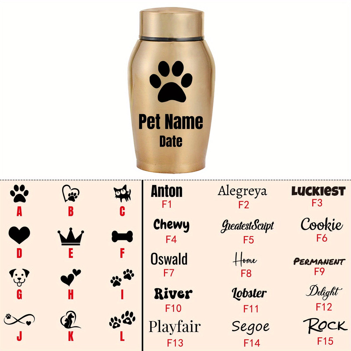 Personalized Pet Cremation Urn for Dog & Cat Ashes - Custom Name Engraved Stainless Steel Memorial Urn, 2 Sizes & 5 Colors, Lasting Tribute Keepsake Urn for Beloved Pets