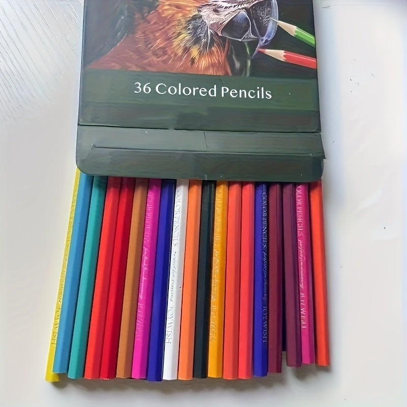 36 Oil-Based Colored Pencils Set Soft Core Vibrant Colors for Artists Adults Beginners Sketching Illustration Blending Shading Picture Books Drawing Supplies