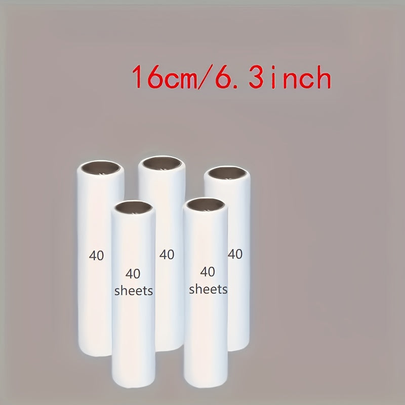 Portable Pet Hair Removal Roller Set with 5 Extra-Sticky Refill Rolls - Disposable Lint Roller for Dog & Cat Hair on Carpets & Clothing - Easy-Replace Paper Roll (3 Size Options)