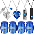8-Piece Small Cremation Urns for Ashes – Alloy Keepsake Ash Holder Set with Family Tree Memorial Heart Locket Pendant for Adults Men & Women, Burial & Cremation Remembrance Gift, 8 Colors