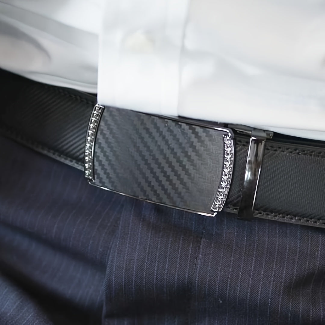 Men's Ratchet Belt 2 Pack Leather – Trim-to-Fit Adjustable Dress and Casual Belt for Men Waist 28" to 52" Black Brown Tan Navy Blue Gift