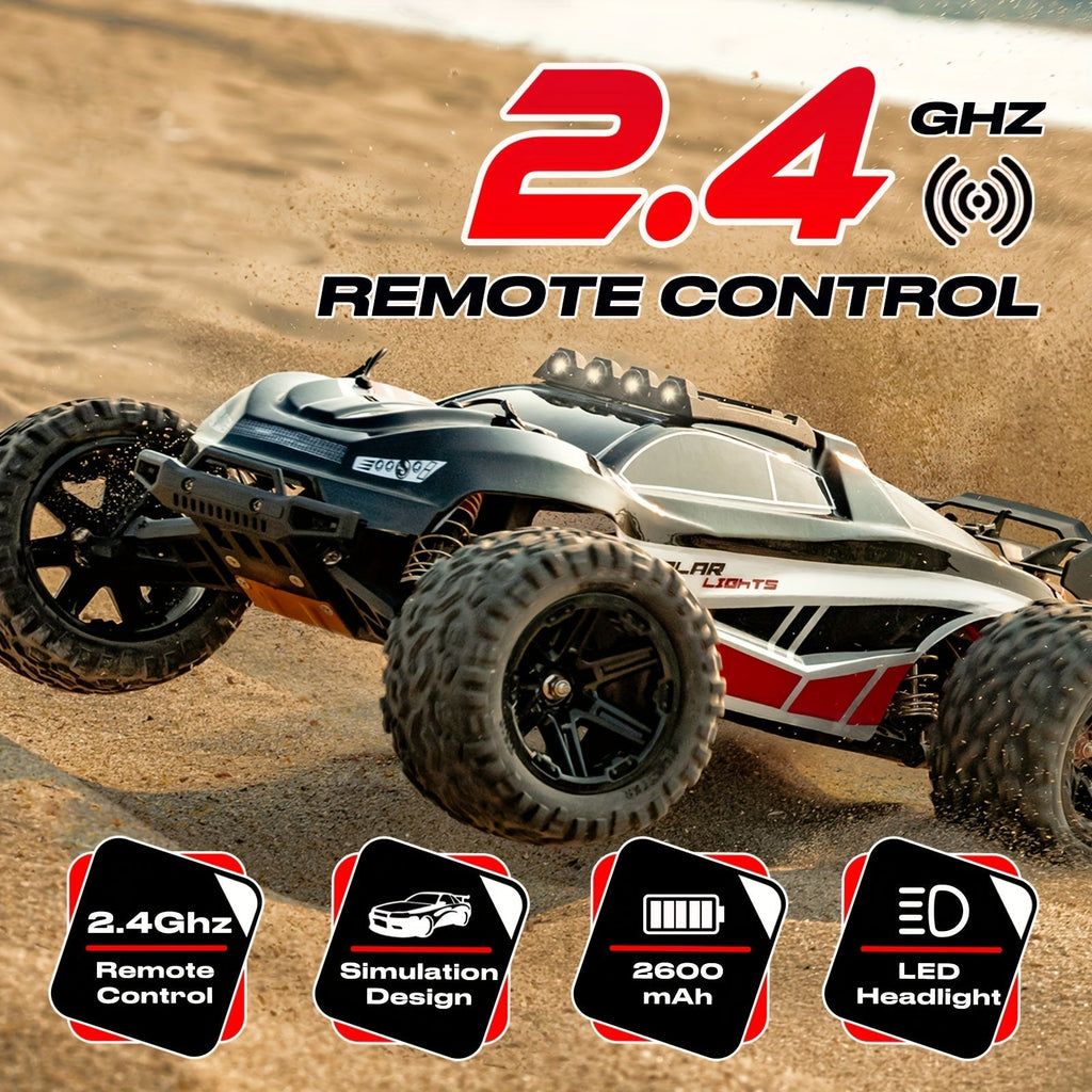 1:8 Scale High Speed Off-Road RC Car 45KM/H – Remote Control Truck with 2.4GHz Controller, LED Headlights, 2600mAh Battery, All Terrain Drift Racing for Adults & Hobbyists
