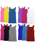 Women's 100% Cotton Ribbed Tank Top Tagless Sleeveless Round Neck Multipack 3 6 9 12 Pcs Random Colors S-XXL Everyday Wear