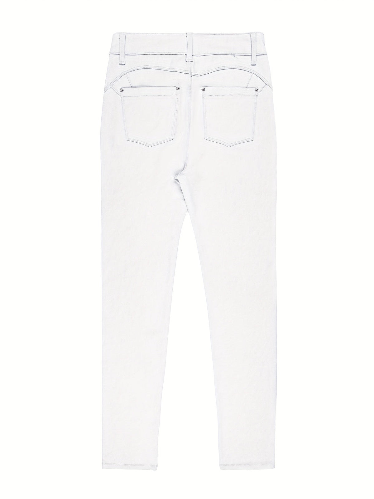 Women's High Waist Stretch Skinny Jeans Metal Button Street Style Slim Fit Denim Pants 10 Colors S-XXL Everyday Wear