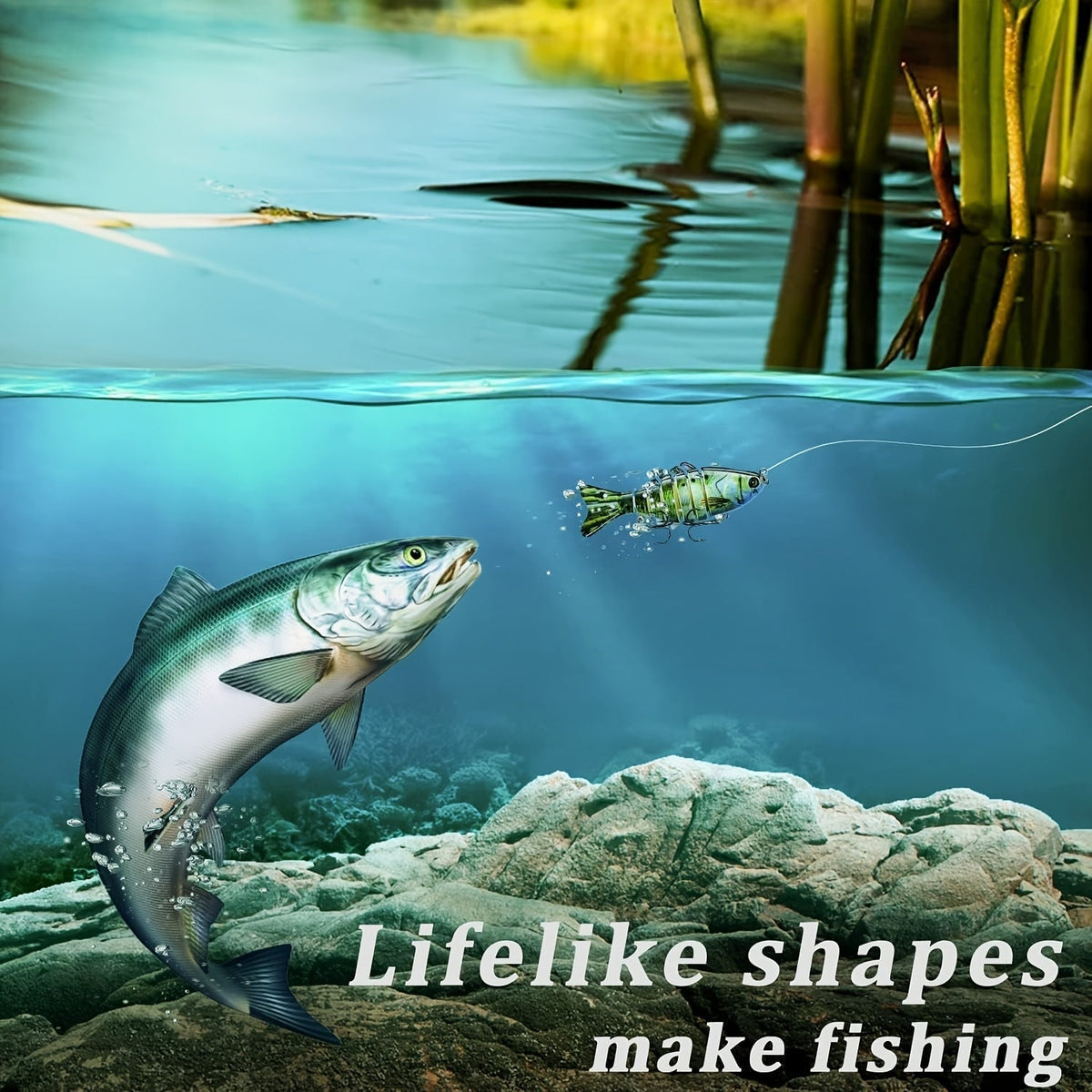 5 Pack Multi-Jointed Fishing Lures with Lifelike Swimming Action – Swimbait for Bass, Trout & Pike, Freshwater & Saltwater Fishing Lure Set, 4 Assorted Models