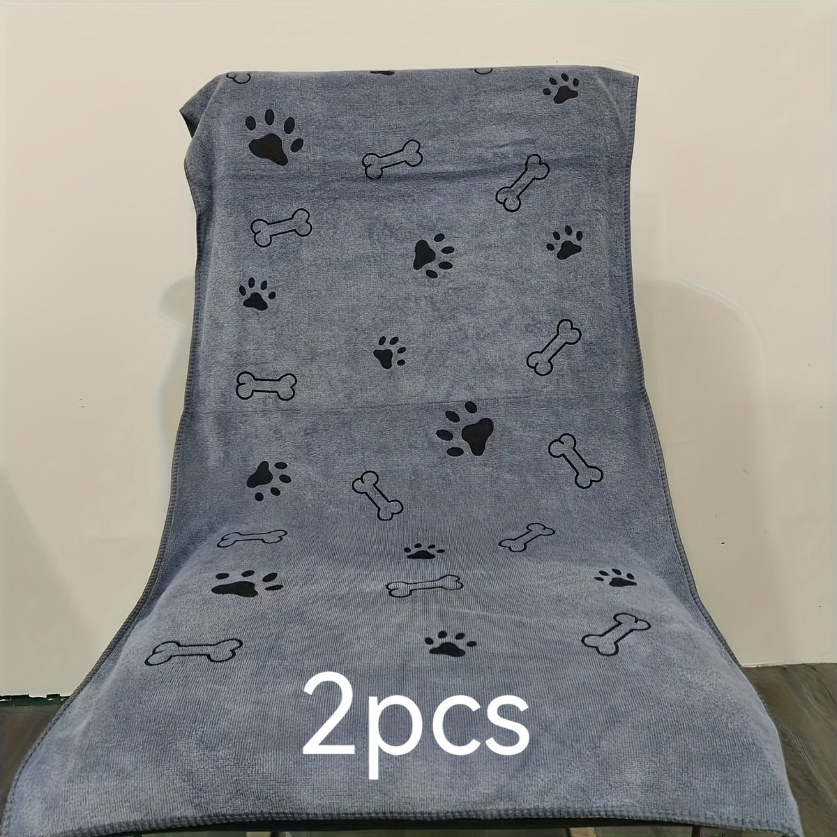 2-Pack Super Absorbent Microfiber Pet Towels for Dogs & Cats – Extra Large 20x40 Inch Quick-Dry Bath Towels with Cute Paw Print Design, Soft Post-Bath Drying Towel Set for Puppies and Kittens