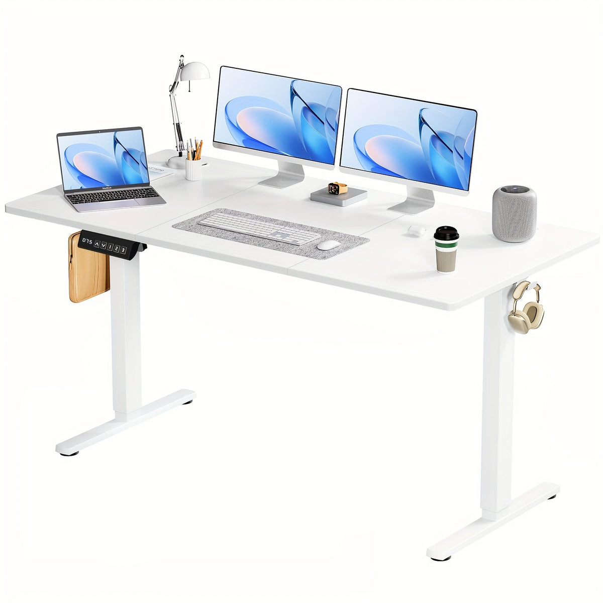Electric Standing Desk Adjustable Height 40 48 55 63 Inch – Sit Stand Up Desk with Memory Controller & Anti-Collision, Ergonomic Home Office Gaming Workstation, Multiple Colors & Sizes