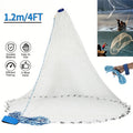 Fishing Cast Net 8FT 10FT for Bait Trapping – Strong Nylon Monofilament Mesh with Heavy Duty Zinc Sinker Weights, Easy Throw Design for American Saltwater & Freshwater Fishing, 240/300 Steel Drop