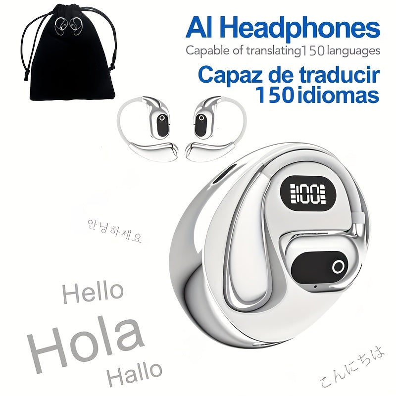AI Translation Earbuds 144 Languages – 0.3s Instant Voice Interpreter, Noise Reduction & 40-Hour Battery Life for Travel Business International Communication