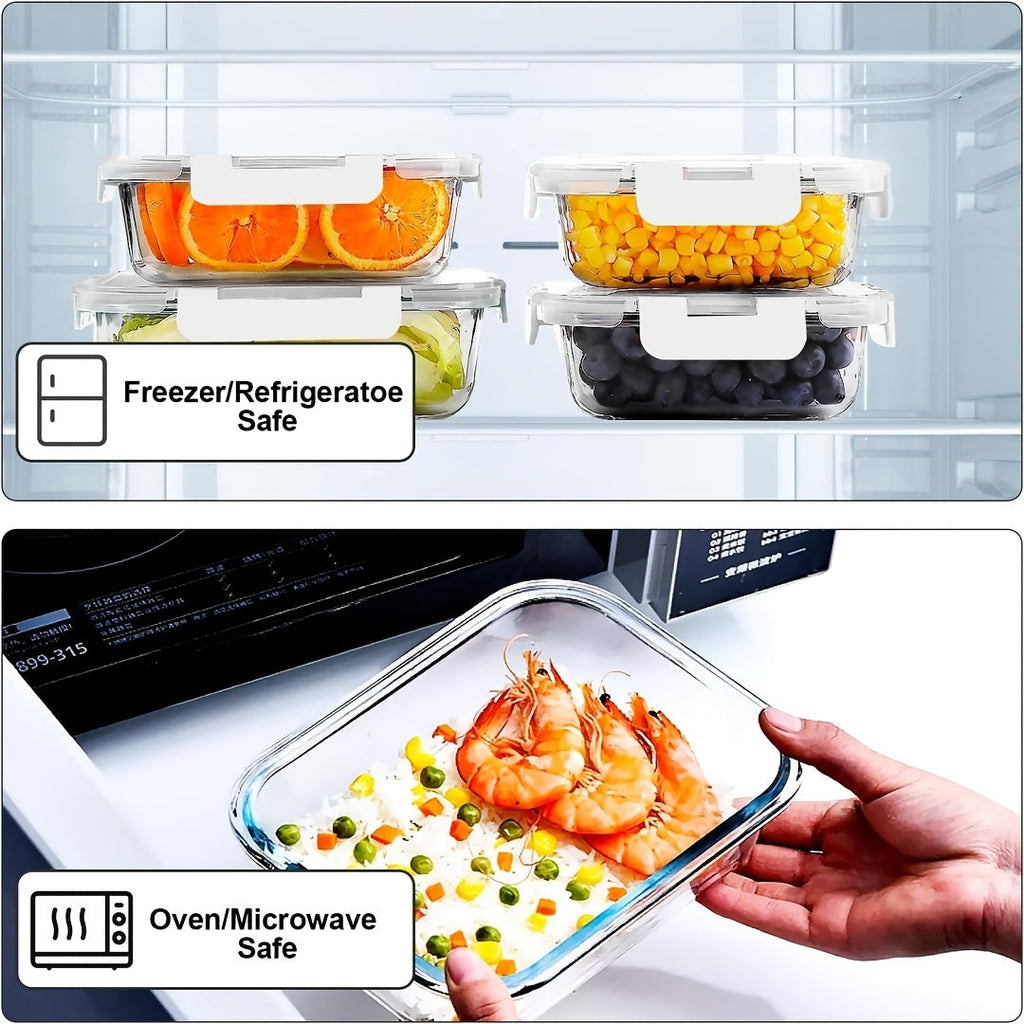 20-Piece Borosilicate Glass Food Storage Containers with Airtight Clip-Lock Lids – Microwave, Oven & Dishwasher Safe Meal Prep Containers for Salads, Fruits, Vegetables & Sandwiches – Includes Cleaning Brushes