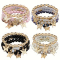 Boho Butterfly Beaded Bracelet Set for Women – 4, 8 & 16pcs Sparkle Multi-Layered Elastic Charm Stackable Bracelets, Perfect Gift for Stylish Ladies