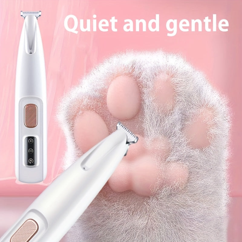 Pet Grooming Electric Clipper USB Rechargeable with LED Light - Low-Noise Dog & Cat Paw Trimmer for Paws, Eyes, Ears, Face & Body, Multi-Functional Cordless Pet Hair Clipper for Home Grooming