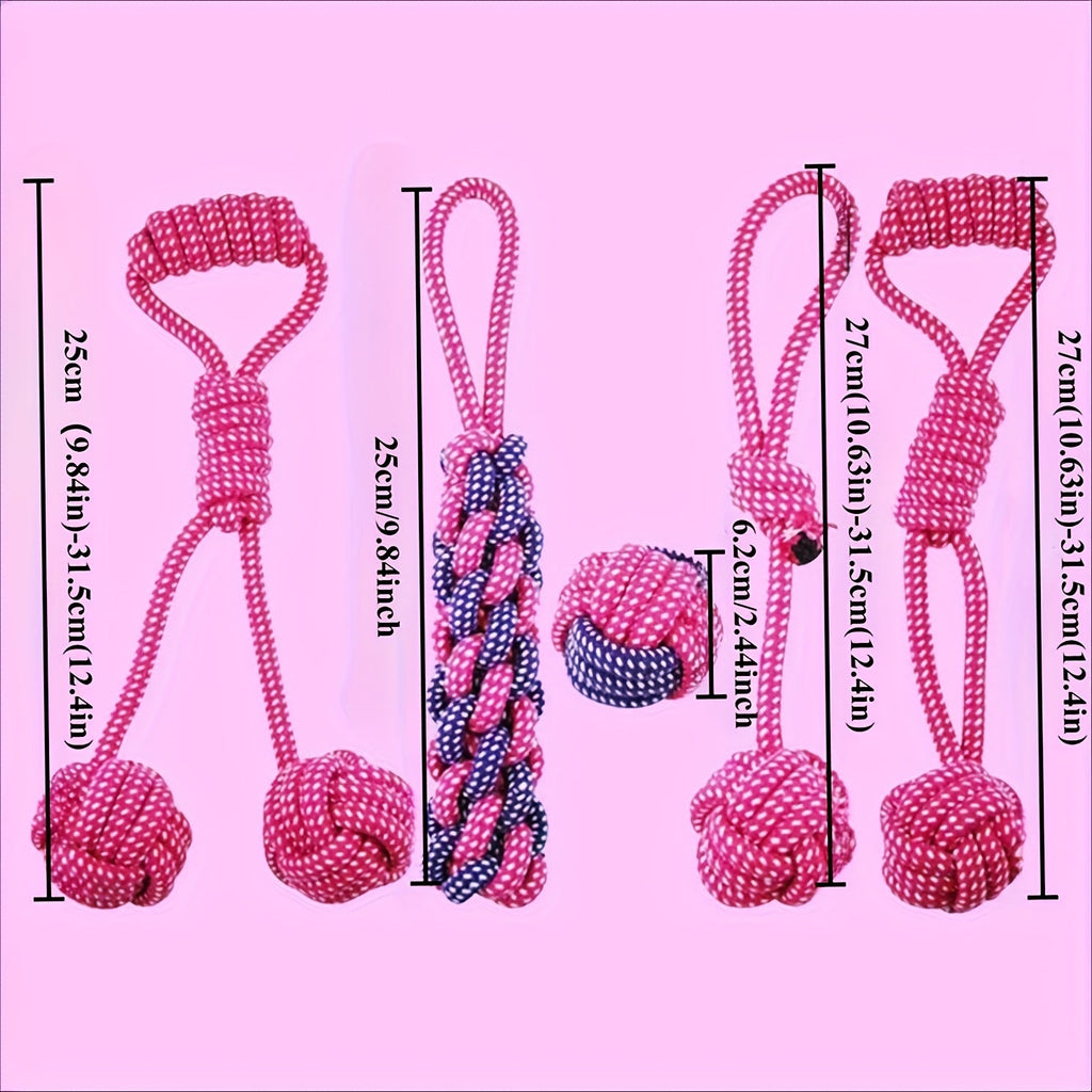 Dog Rope Toys for Aggressive Chewers - 3 Pack Purple Knot Tug Toys for Large Medium Small Dogs, Interactive Chew & Teeth Cleaning Rope Set, Durable Cotton Braided Dog Toys for Training & Play