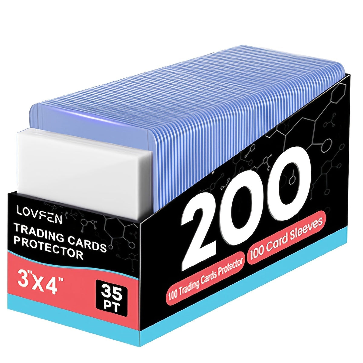 Trading Card Top Loaders 200 Count Hard Plastic 3x4 Inch with Sleeves – Card Holders for Baseball Football Basketball Pokemon TCG Sports Cards Collector Gift