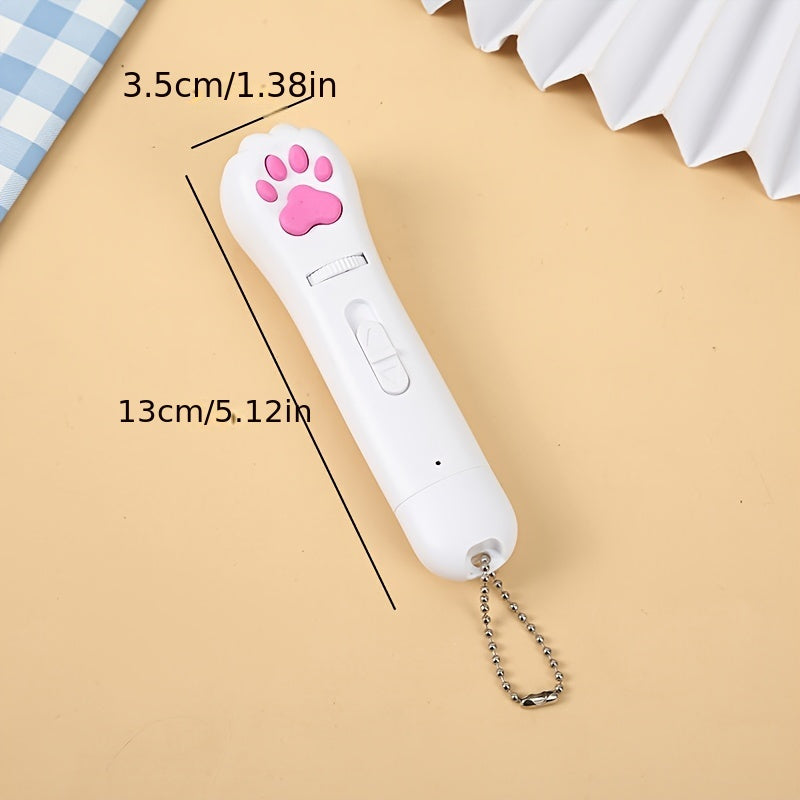 Cat Teaser Projection Pen USB Rechargeable - Rotating Gear Pattern Projector Toy for Cats, LED Light Chase Toy with White Flashlight, Interactive Cat Toy Pen