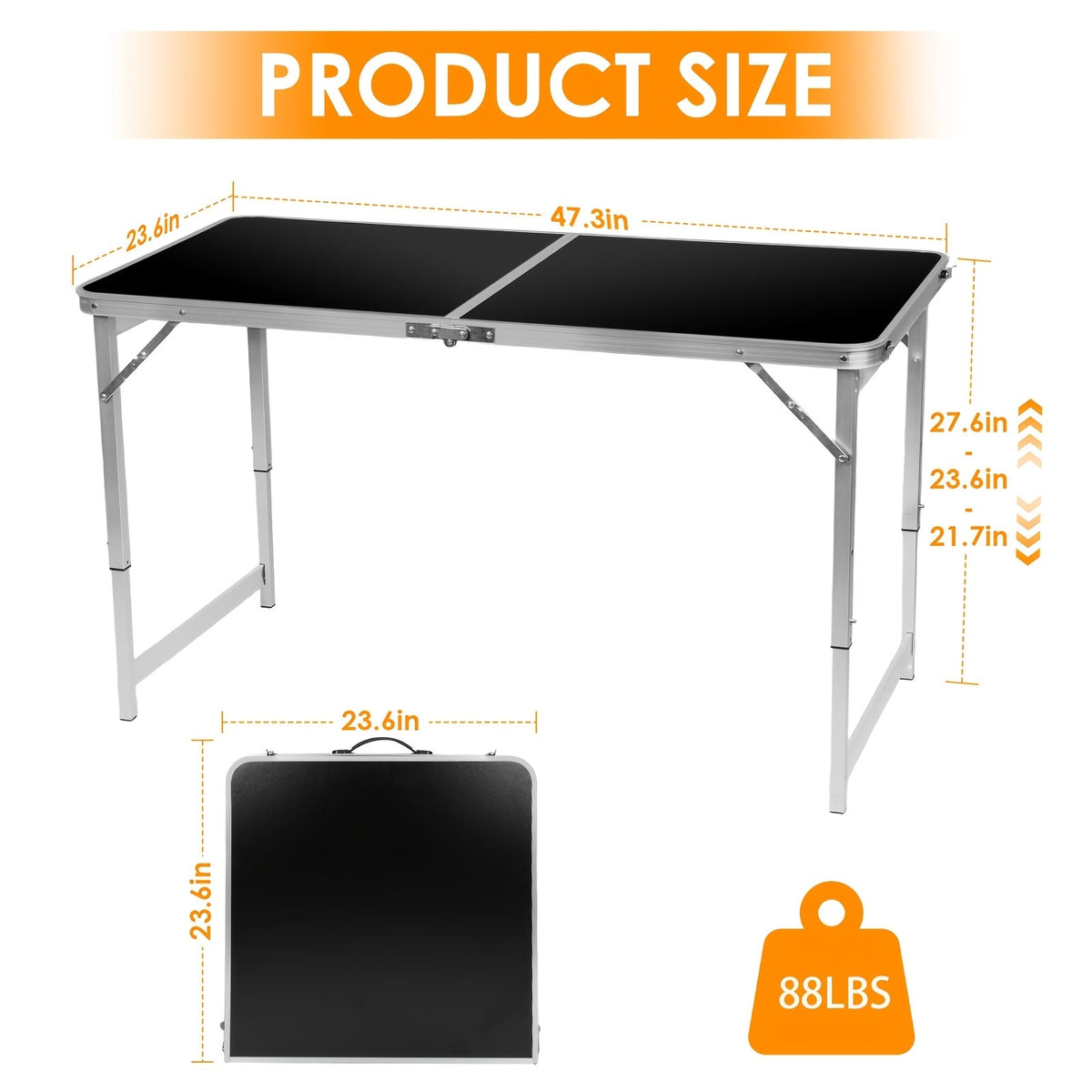 4FT 6FT Folding Table Heavy Duty Portable Camping Outdoor Table with Locking Legs, Lightweight Plastic Fold Up Table for Picnic, Party, RV, Dining, Events – White