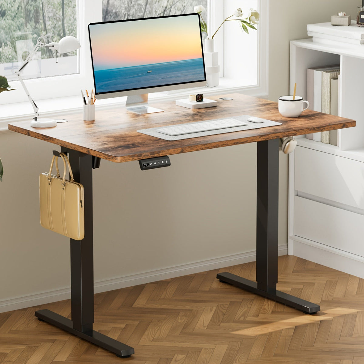 Electric Standing Desk Adjustable Height 40 48 55 63 Inch – Sit Stand Up Desk with Memory Controller & Anti-Collision, Ergonomic Home Office Gaming Workstation, Multiple Colors & Sizes