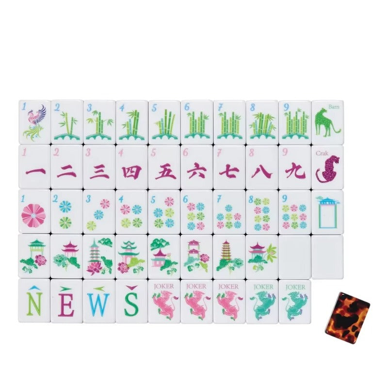 American Mahjong Set 160 Acrylic Tiles - Foldable Portable Mahjong Table Game with Animal Pattern Tiles, 4-Layer Construction, Travel & Competition Ready | Deluxe Gift Set for Family Game Night