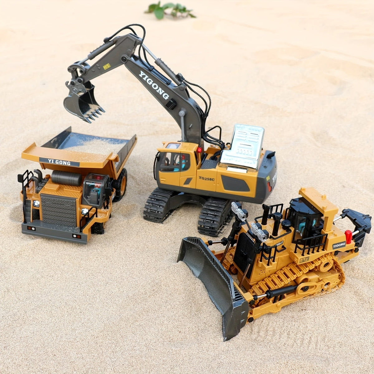 RC Construction Vehicle Set 2.4G 12-Channel Remote Control Excavator Dump Truck Bulldozer Loader Alloy Plastic Kids Toy Engineering Car STEM Gift Boys Birthday Christmas