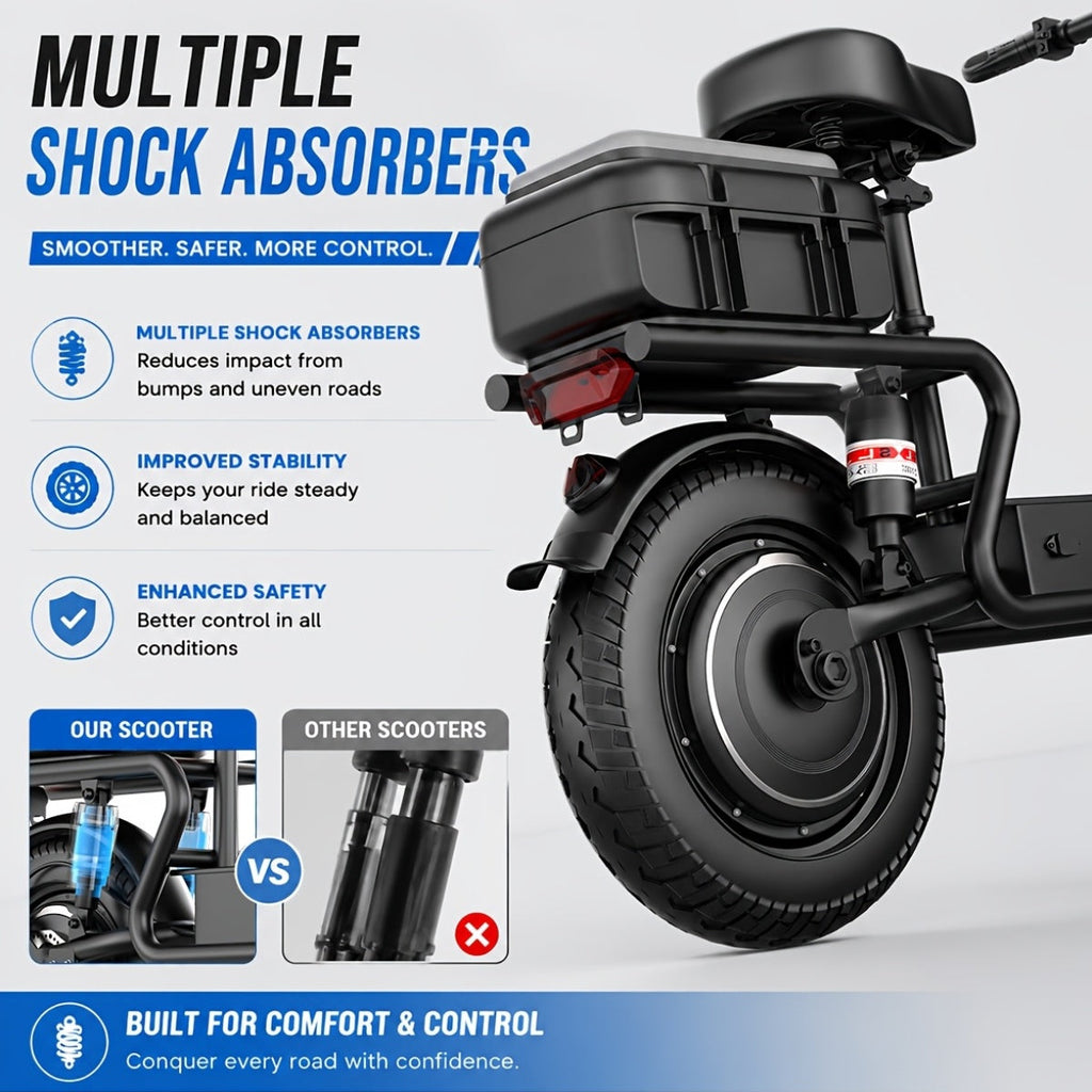 G11 Electric Scooter with Cushion Seat 54.6V – Foldable Commuter E-Scooter with Padded Saddle for Adults, Urban Commuter Trips, Comfortable Long-Ride Design
