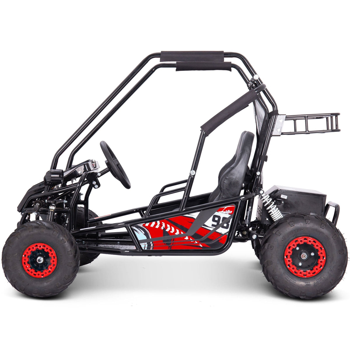 MotoTec Mud XL 60V 2000W 2-Seat Electric Go Kart – Full Suspension, 4-Point Harness, Bluetooth Speakers, 400 lb Capacity, Forward & Reverse, Off-Road Kids & Family Go Kart