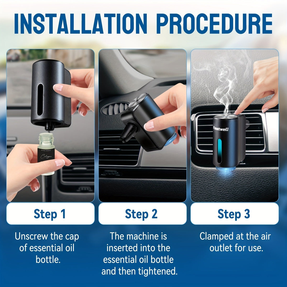 Car Essential Oil Diffuser Aromatherapy Air Freshener 3 Adjustable Mist Modes Smart Humidifier for Vehicle Dashboard – Fragrance Scent Diffuser Gift Red Grey