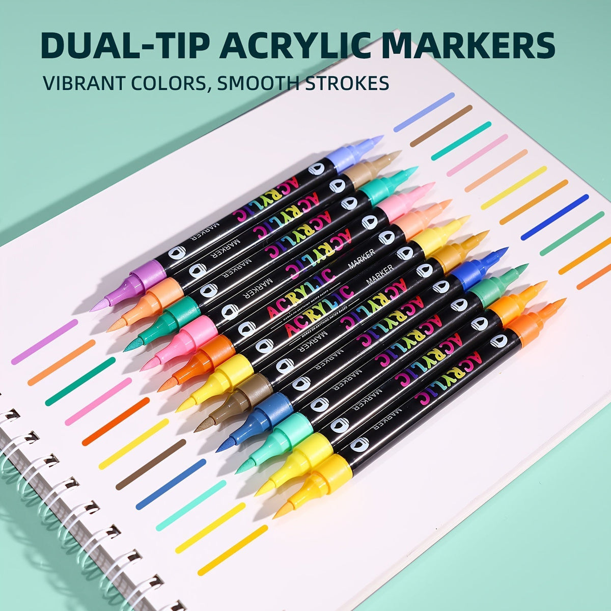 Dual-Tip Dual-Shade Acrylic Paint Markers 24, 48 & 72 Colors – Quick-Dry Waterproof Brush Pens for Rock Painting, Journal Doodling, Canvas, Wood, Glass & Home Decor – Creative Art Markers for Adults & Kids
