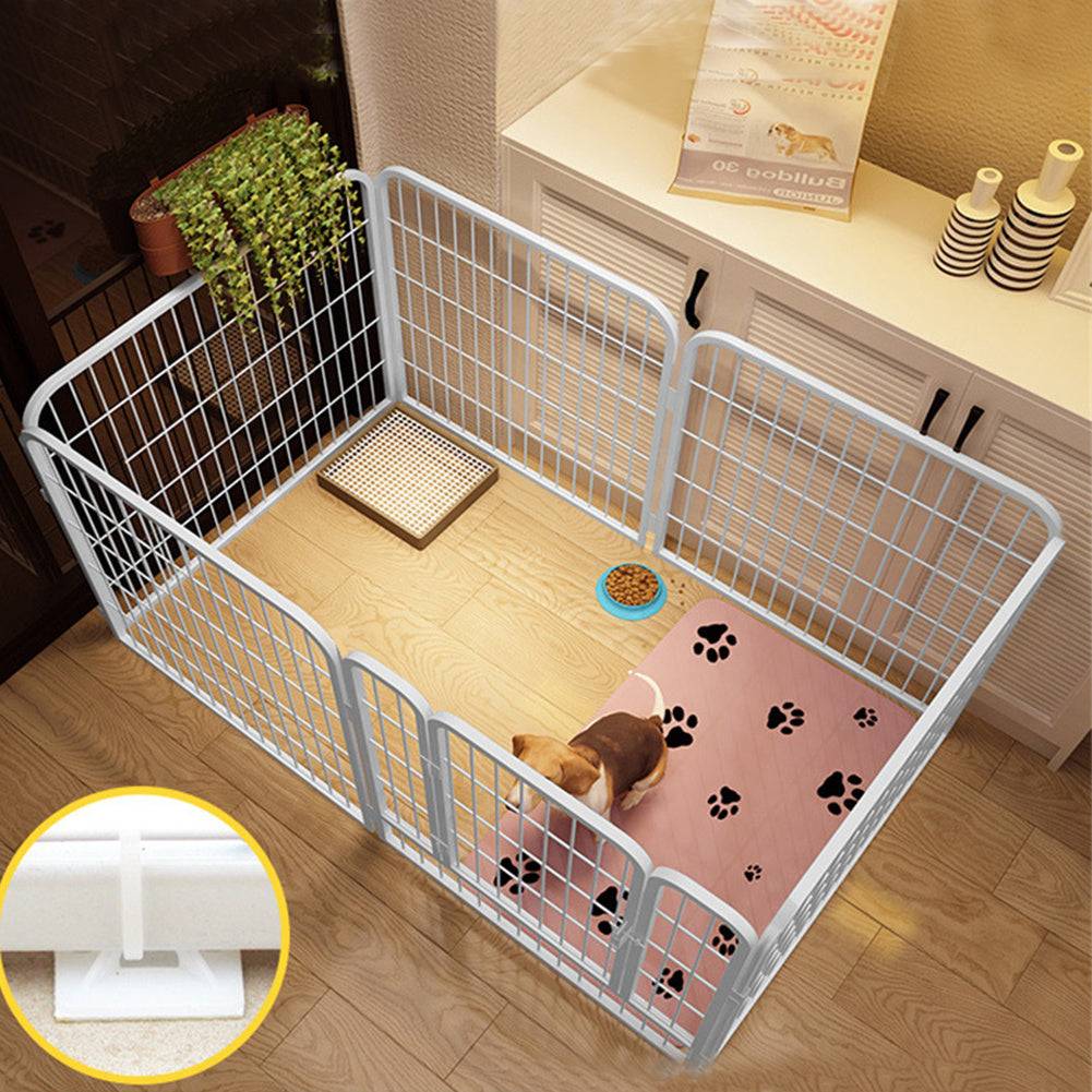 Stainless Steel Indoor Dog Enclosure – Multi-Functional Pet Pen with Resting, Play & Potty Training Zones for Small & Medium Dogs, Pre-Assembled Easy Setup, Black or White