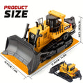 RC Bulldozer Remote Control Construction Vehicle 1:16 Scale 2.4GHz 11 Channel Front Loader Dozer Toy for Kids 8+ Outdoor Sand Climbing Truck Holiday Gift Yellow