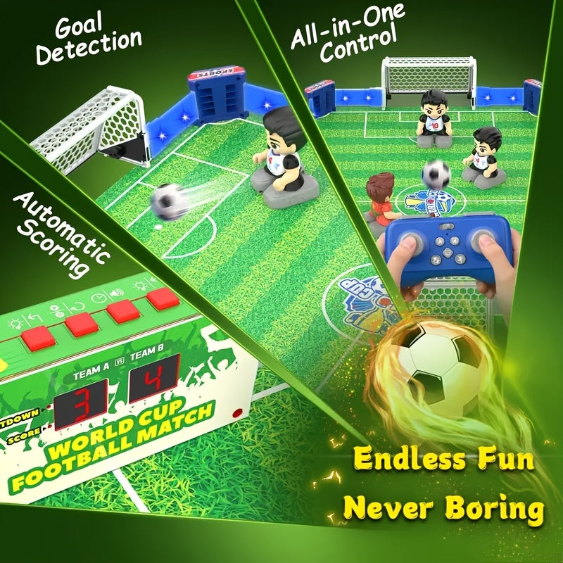 RC Foosball Table Game Multiplayer Light-Up Soccer Board with Goal Sound Effects, Rechargeable Remote Control Football Game – Tournament Style Party Game Gift for Kids, Adults & Soccer Players