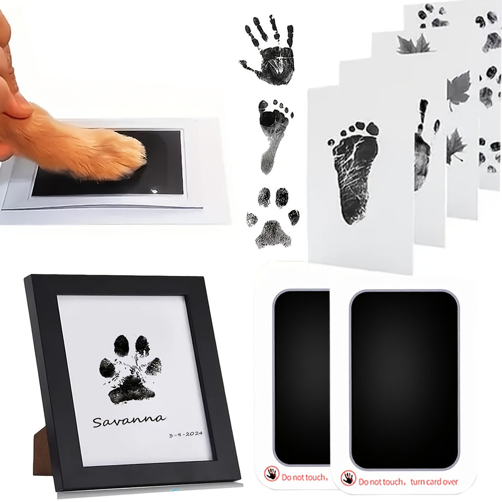 Pet Paw Print Ink Mat Kit 8pcs (4 Boxes) – Quick-Dry Black Ink Paw Print Keepsake for Cats & Dogs, Easy Clean Memorial Craft, Christmas Gift for Pet Owners
