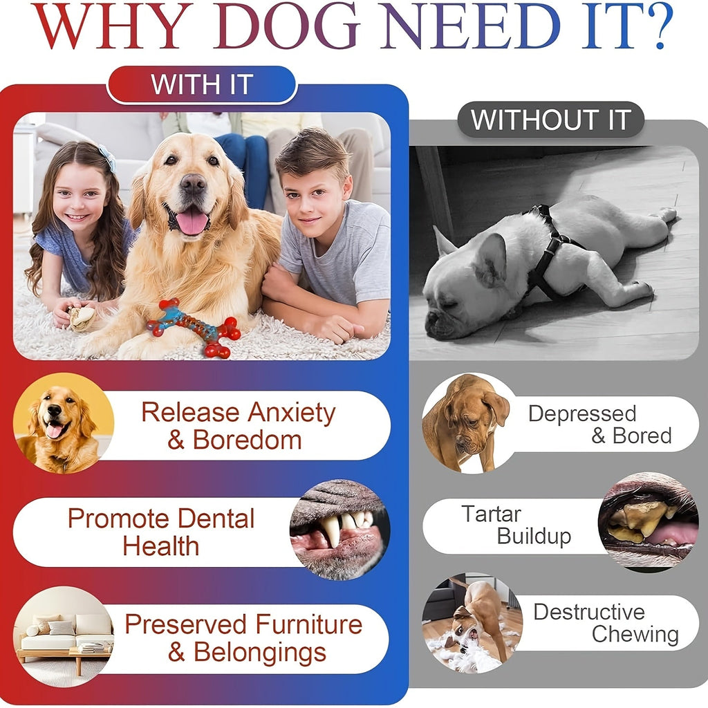 Tough Dog Chew Toys for Aggressive Chewers - Indestructible Nylon Bone for Large Medium Breeds, Puppy Teething Chew, Beef & Peanut Butter Flavors, Keeps Dogs Busy