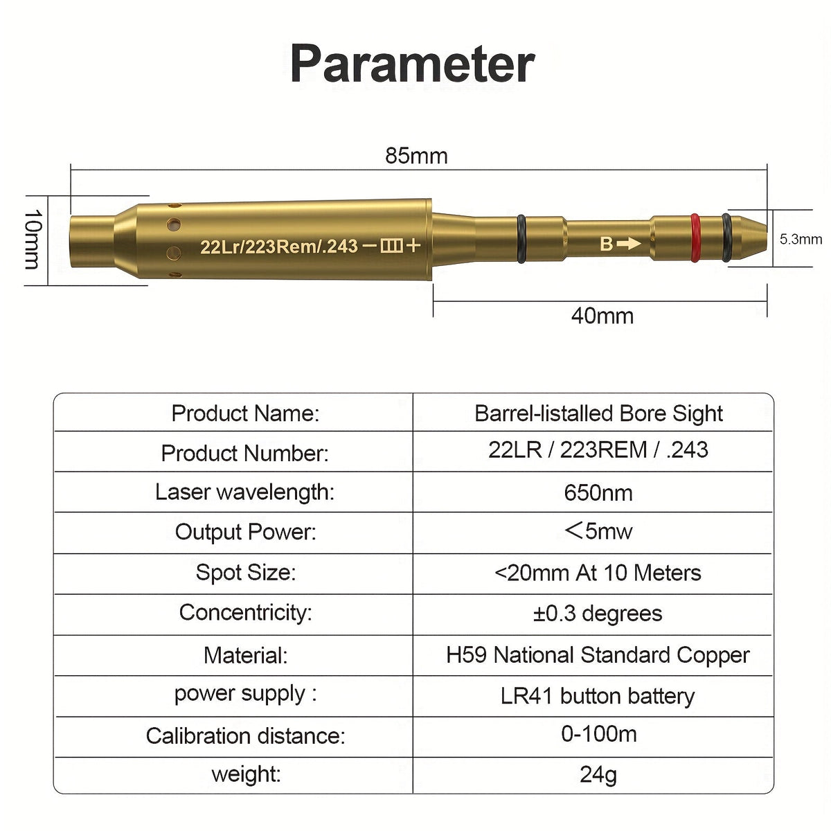 Laser Bore Sighter Multi-Caliber 22LR 223REM 243 9mm 308 30-06 7.62 177 6.5mm 7mm 25 27 Crossbow – Muzzle End Barrel Boresight Scope Zeroing Kit with 6 Batteries & 5 O-Rings 100 Yard Zero