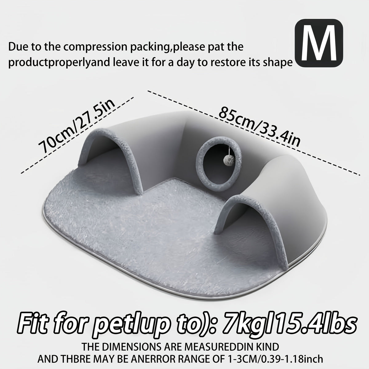 3-in-1 Cat Tunnel Bed with Play Mat & Warm Nest – Cozy Collapsible Cat Cave with Non-Slip Bottom for Small to Medium Cats, Rabbits & Hamsters, Indoor Pet Hideaway