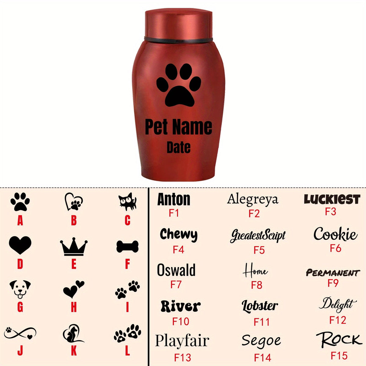 Personalized Pet Cremation Urn for Dog & Cat Ashes - Custom Name Engraved Stainless Steel Memorial Urn, 2 Sizes & 5 Colors, Lasting Tribute Keepsake Urn for Beloved Pets