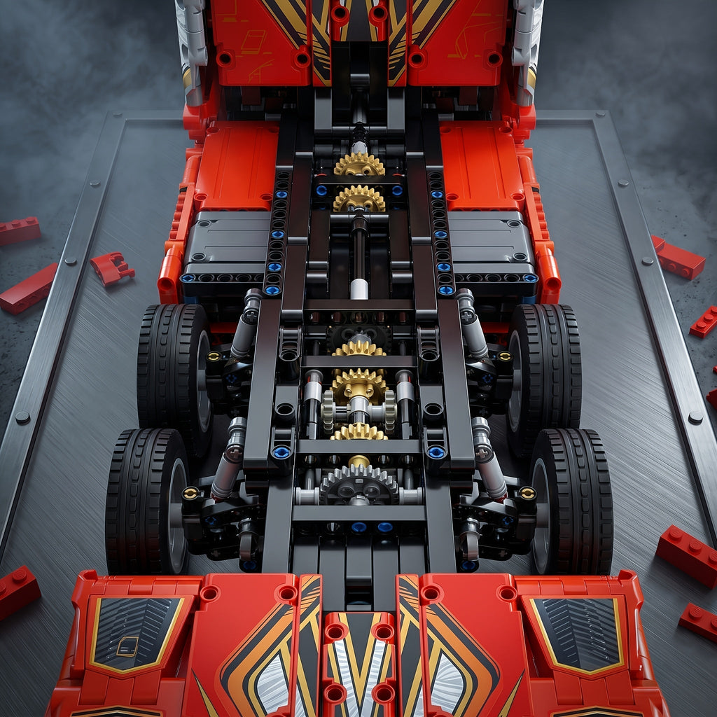 1788pcs Heavy Truck Building Block Set - Semi Truck Head Vehicle Assembly Model with Mechanical Detail, Red Cab Brick Construction Kit for Adults & Teens | Holiday Birthday Gift for Truck Enthusiasts