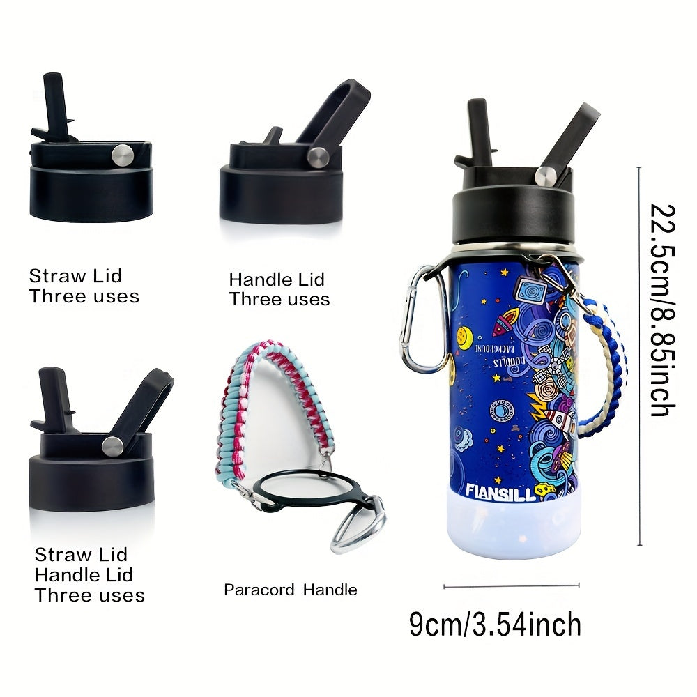 16oz Kids Stainless Steel Water Bottle – Vacuum Insulated, 3D Printed Design, Leak-Proof & BPA-Free, Cold 24H Hot 12H, Fun Styles for Boys & Girls – Perfect Gift for Students, School & Outdoor Activities