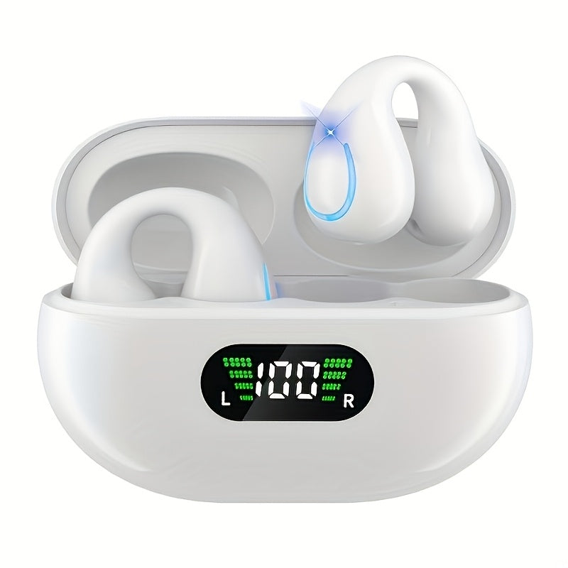 Open-Ear Wireless Earphones Bluetooth 5.4 TWS 360 Degree Ambient Awareness ENC Clear Calls Touch Control All-Day Comfort Sport Fitness Earbuds Secure Fit Truly Open Design